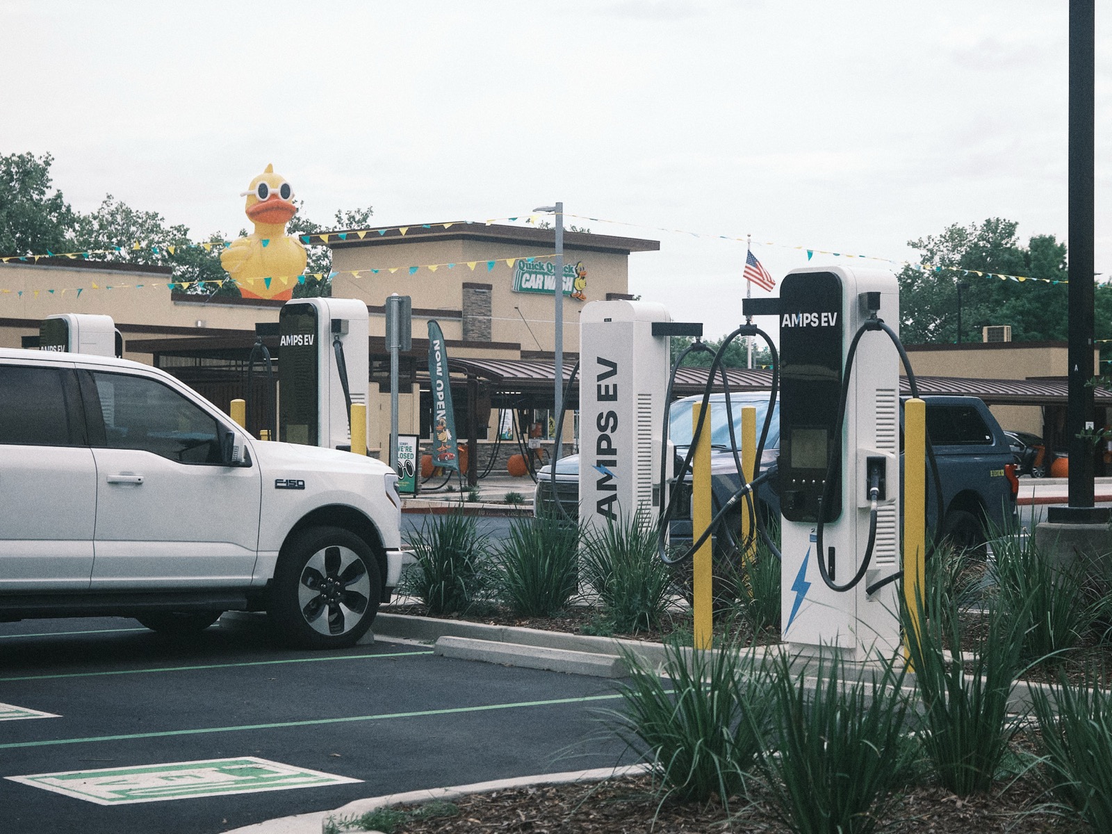AMPS EV fast chargers at the Quick Quack car wash in West Sacramento